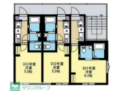 ビブロポート溝の口(1K/3階)の間取り写真