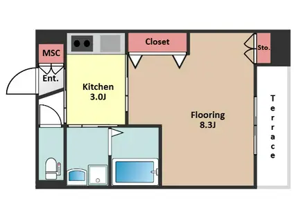 ハレアイナ(1K/1階)の間取り写真