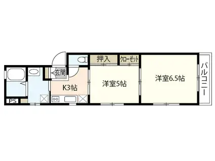 コーポ山城(2K/2階)の間取り写真