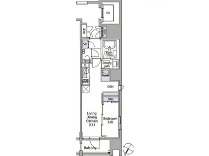 イプセ日本橋(1LDK/6階)の間取り写真