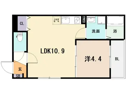 BADGE TOMOI NORDIII(1LDK/1階)の間取り写真