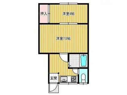 デパールB(2K/1階)の間取り写真