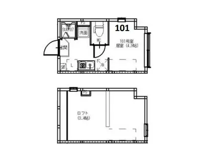 ハーモニーテラス東大泉III(ワンルーム/1階)の間取り写真