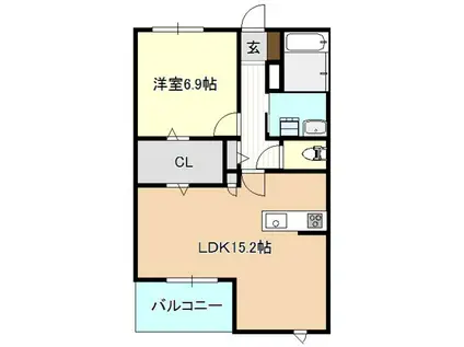 メルヴェイユ(1LDK/2階)の間取り写真