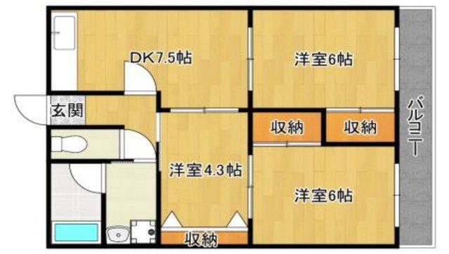 グレイス姫路(3DK/5階)の間取り写真