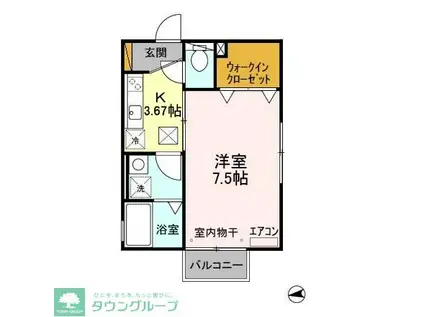 クレベール(1K/1階)の間取り写真