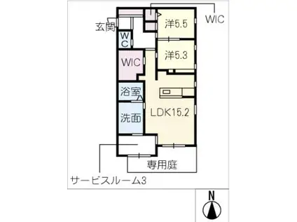 KUKKA(2SLDK/1階)の間取り写真