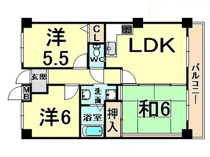 ファミールメゾン(3LDK/5階)の間取り写真