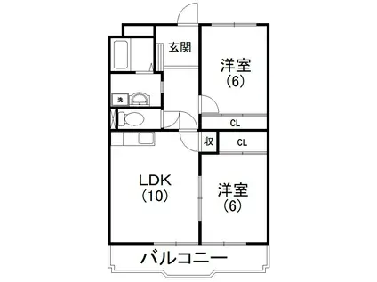 キャトルセゾン(2LDK/2階)の間取り写真