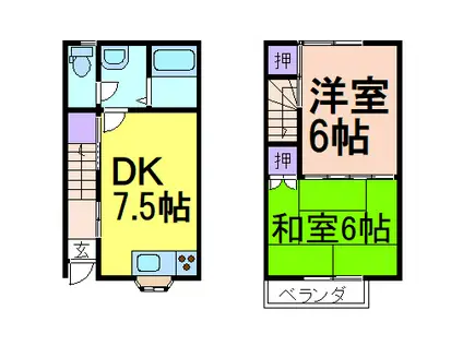 レジデンス福田(2DK/1階)の間取り写真