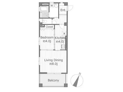 ファボーレふれあいの丘(1LDK/2階)の間取り写真