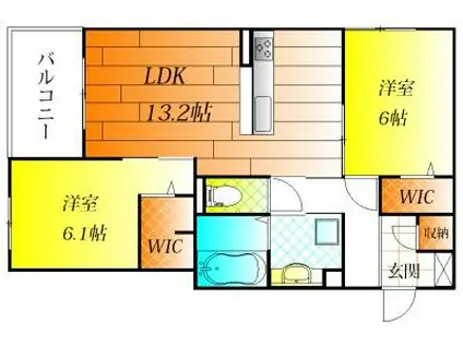 ソシア白鳥(2LDK/1階)の間取り写真