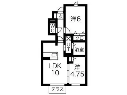 ドルチェヴィータ桜井(2LDK/1階)の間取り写真