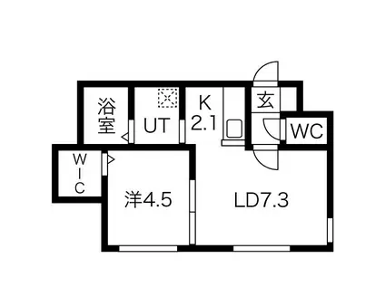 LICHTRARE北大イースト(1LDK/1階)の間取り写真