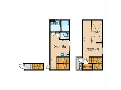 KEWEL蓮沼(1DK/2階)の間取り写真