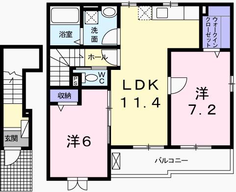 アルページュ(2LDK/2階)の間取り写真