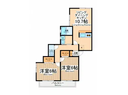 ニクセル成瀬B棟(2LDK/1階)の間取り写真