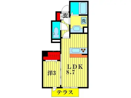 ラ・セゾンクレール(1LDK/1階)の間取り写真