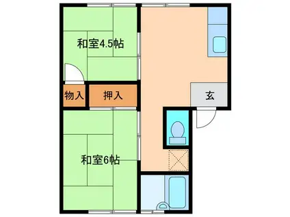 コーポナイス(2DK/1階)の間取り写真