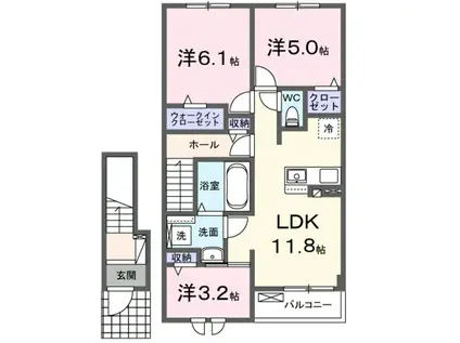 ティール(3LDK/2階)の間取り写真