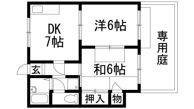 売布が丘ビューハイツ(2DK/1階)の間取り写真