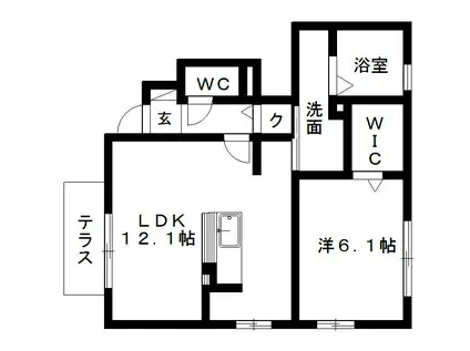ラ・ルーチェ(1LDK/1階)の間取り写真