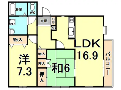 神園町メゾン(2LDK/1階)の間取り写真