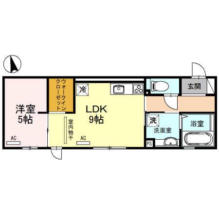 ラピスラズリ(1LDK/1階)の間取り写真