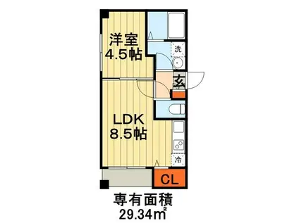 LALA3710(1LDK/1階)の間取り写真