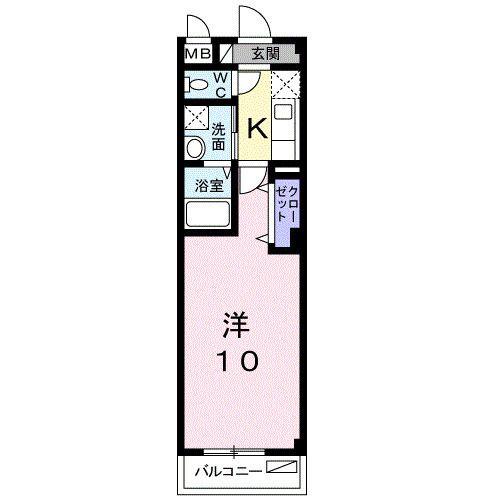 クラール(1K/2階)の間取り写真