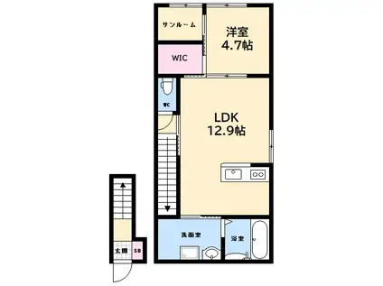 フィッシャー・タイガー油見(1LDK/2階)の間取り写真