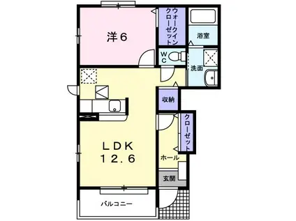 コリナ ヴェルデ(1LDK/1階)の間取り写真