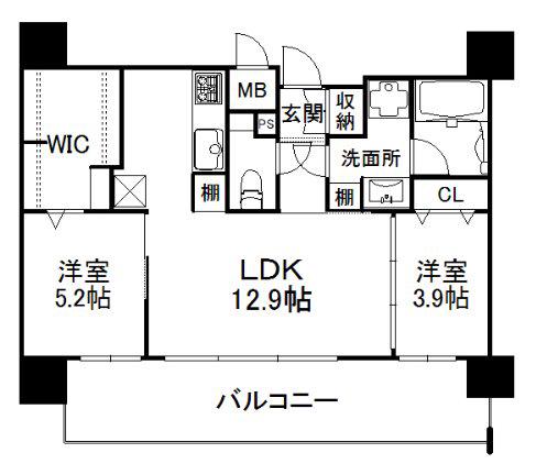 エンクレスト天神AVANT (2LDK/11階)の間取り写真