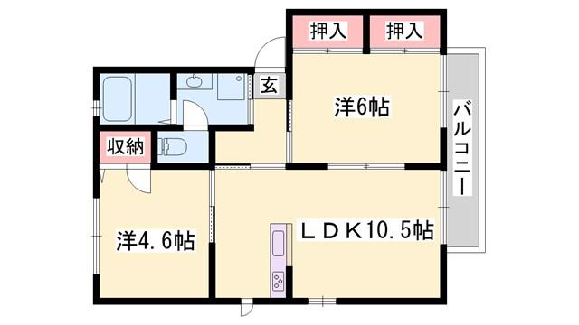 シャーメゾン堂本B棟(2LDK/1階)の間取り写真