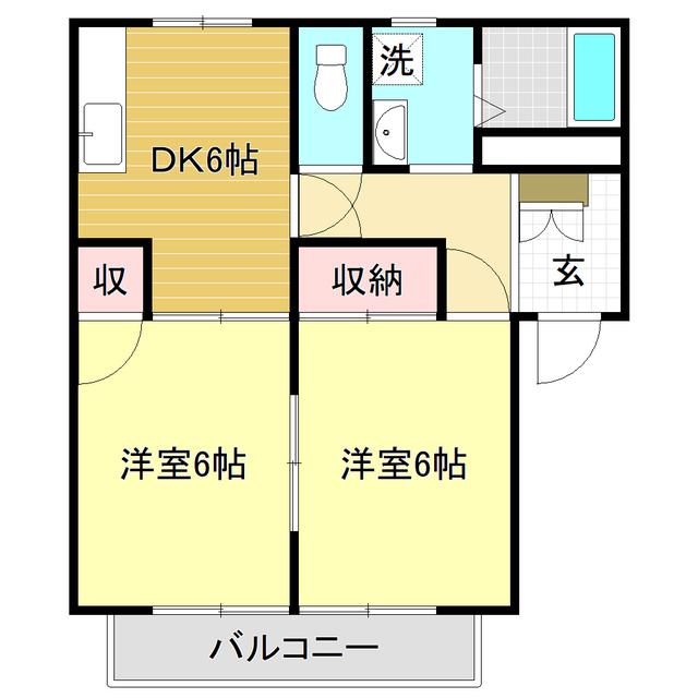 リバティハウス(2DK/1階)の間取り写真