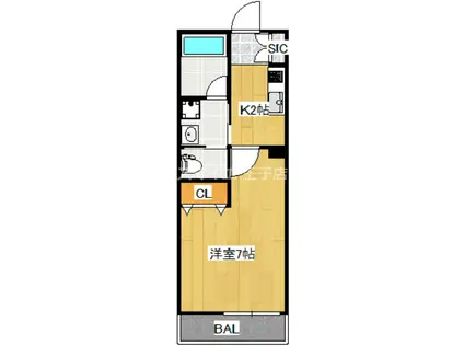 エトワール下丸子(1K/1階)の間取り写真