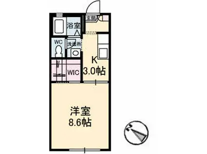 メゾンはなゆB棟(1K/1階)の間取り写真