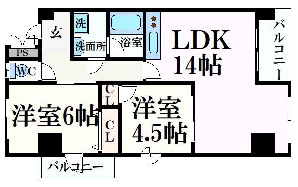 ル・マンド東延末(2LDK/3階)の間取り写真