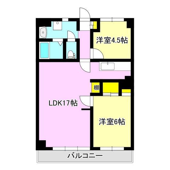 カツミマンション(2LDK/7階)の間取り写真
