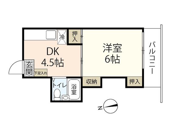 木村ビル(1DK/2階)の間取り写真