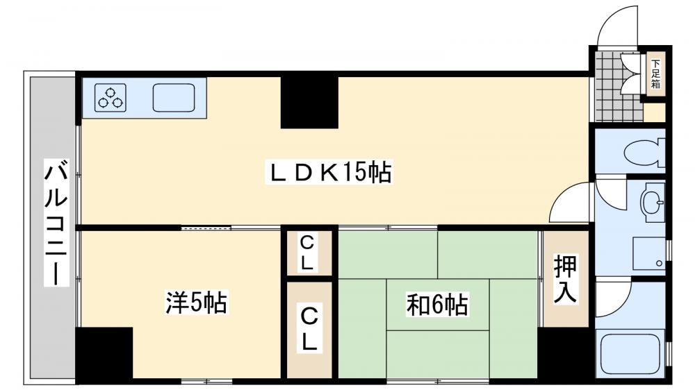 コンフォート高見(2LDK/6階)の間取り写真