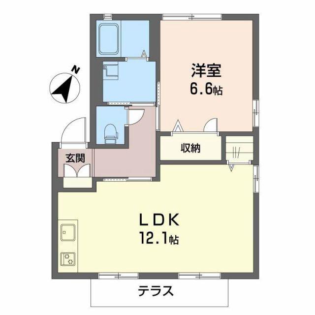 メゾンユリア(1LDK/1階)の間取り写真