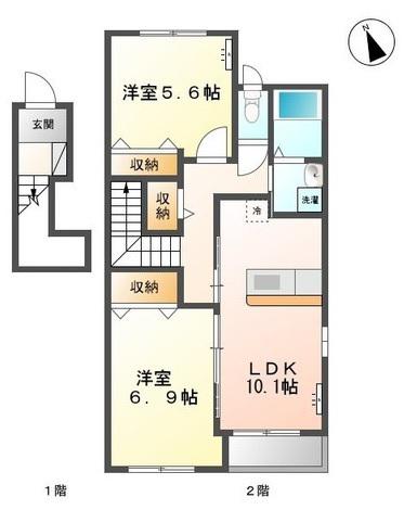 グラスオニオン(2LDK/2階)の間取り写真