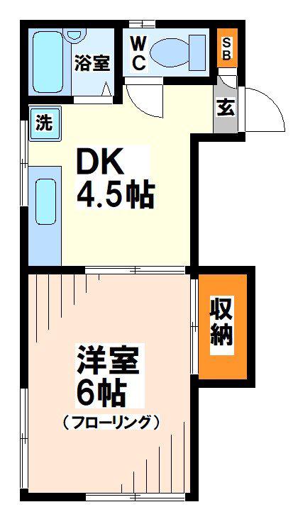 第3コーポ市瀬(1DK/1階)の間取り写真