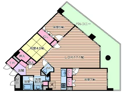 エル・セレーノ上本町レジデンス(4K/15階)の間取り写真