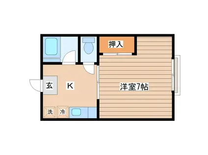 さくらと杜のテラス(1K/2階)の間取り写真