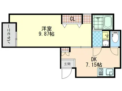 ベルクレスト(1DK/5階)の間取り写真
