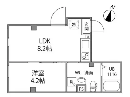 VARIE TAKENOTSUKA(1LDK/2階)の間取り写真