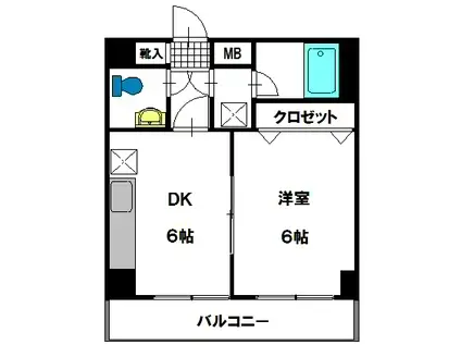 花見ビル(1DK/3階)の間取り写真