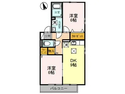 セジュールM -II(2DK/1階)の間取り写真